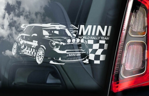 ◆MINI ① 37 ジョンクーパーワークス WRC@外張り カーステッカー 220×100mm@外貼り カー ステッカー@クーパー ミニ モンテカルロ@B1@3174