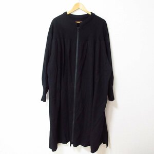 美品 22年モデル Y's ヨウジヤマモト ORGANIC COTTON WASHER RIB FRONT ZIPPER DRESS ジップアップ ワンピース 2 ブラック 084