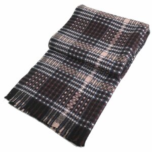  beautiful goods Johnstons John stone z Scotland made check pattern cashmere fringe muffler stole C0902