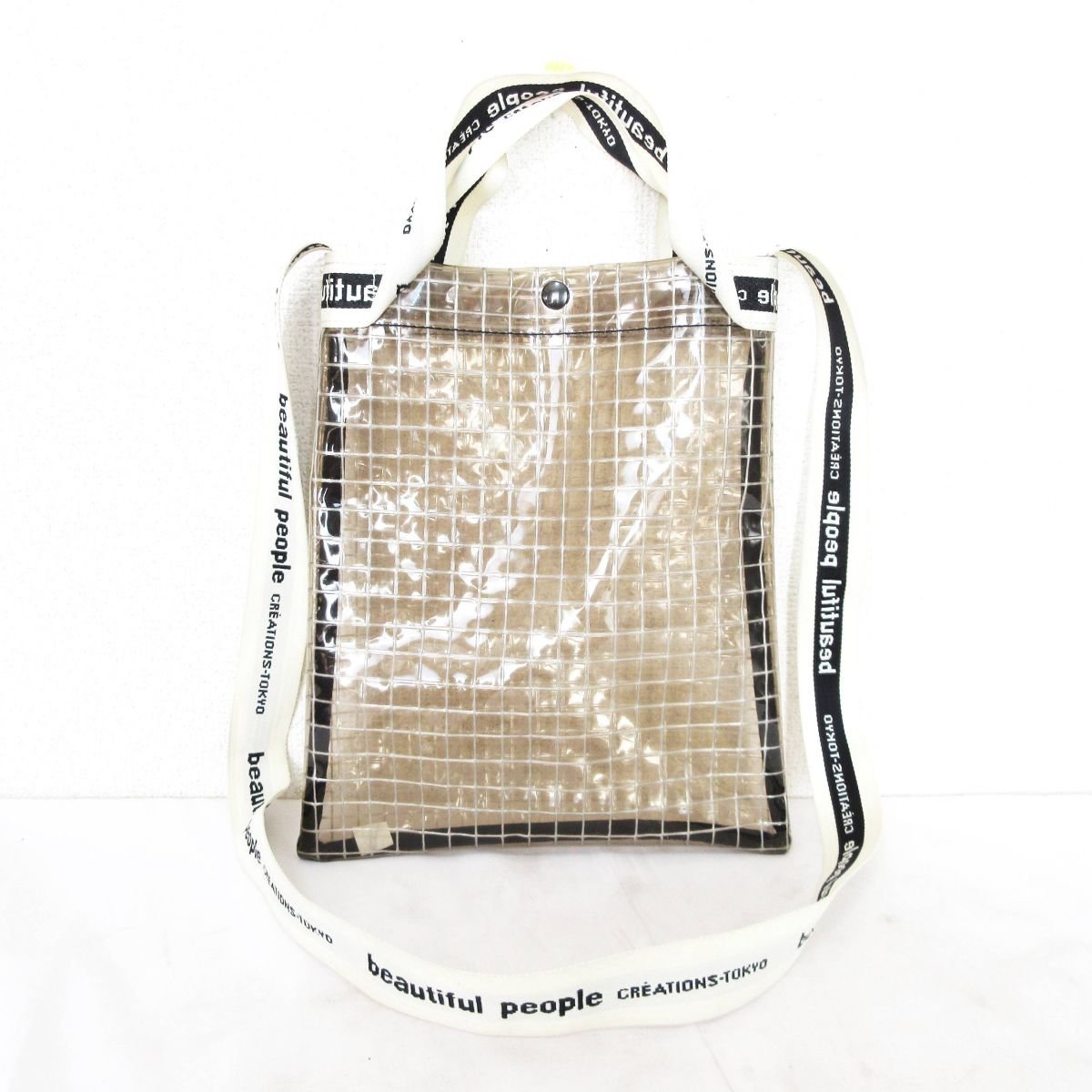 品質検査済 beautiful people クリアエンボスビニールタグトートバッグ