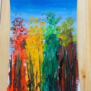 森　絵 イラスト＃絵#autumn trees Sポストカードサイズ Watercolor painting