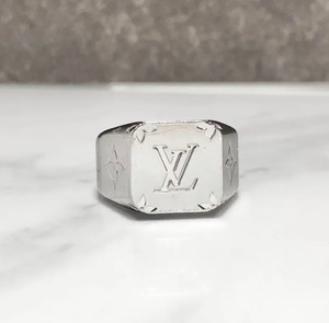  Vuitton кольцо signet silver узор Logo мужской M кольцо 2 *