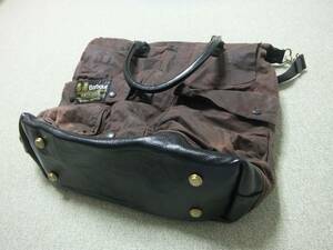 希少 ２Way VINTAGE Barbour Leather Oiled Big Bag バブアー ビンテージ オイルド ボストンバッグ ビッグトートバッグ ショルダーバッグ 