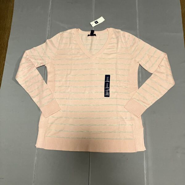 GAP ギャップ ピンクの長袖ニット Vネック ボーダー 新品 タグ付き バナリパ オールドネイビー セーター 春ニット