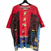 ■激レア■90s カナダ製 SANTANA ロック バンド 総柄 オーバープリント Tシャツ XL サンタナ ヒッピー GRATEFUL DEAD グレイトフルデッド_画像1