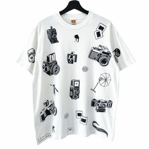 ■激レア■90s HANG TEN カメラ 一式 マルチ 総柄 アート Tシャツ L XL ハンテン ビンテージ