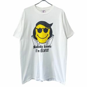 ■激レア ■90s USA製 SMILY FACE ELVIS PRESLEY パロディ Tシャツ L XL スマイリー エルヴィス プレスリー 映画 ロカビリー ビンテージ