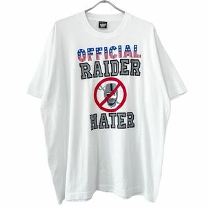 ■激レア■90s USA製 RAIDERS NFL 注意喚起 禁止マーク アンチ アート Tシャツ L レイダース アメフト ダービー ビンテージ
