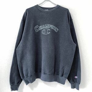 ■激レア 珍品■90s CHAMPION インサイドアウト 裏返し 前V スウェット 黒 XL チャンピオン リバースウィーブ USA製 ビンテージ