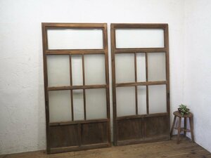 taG0113*[H175,5cm×W88cm]×2 sheets * antique * molding glass entering * -ply thickness . structure .. old wooden glass door * fittings sliding door Taisho romance retro L pine 
