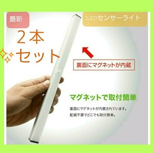 LEDライト2本(電球色)センサーライトLED人感　USB充電モーションセンサー