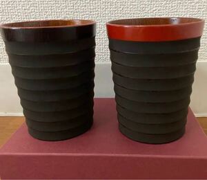 木製フリーカップ　ペア　香川漆器　象谷塗　漆器カップ