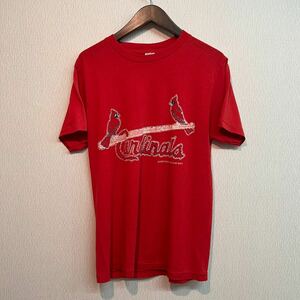 チャンピオン Champion ビンテージ 80s トリコタグ アメリカ USA製 MLB プリント Tシャツ L 赤 レッド 半袖 オールド 80年代 カージナルス