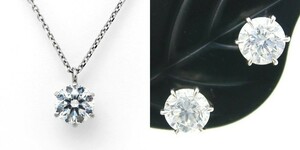 ダイヤモンド ネックレス ピアス 0.35ct Eカラー VVS1クラス 3EXカット 0.6ctup Dカラー VSクラス 3EXカット GIA