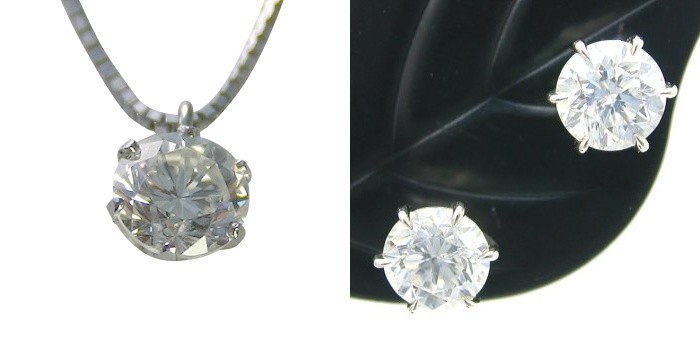 ダイヤモンド ネックレス ピアス 0.500ct Eカラー VS2クラス 3EXカット H&C 1.0ctup Eカラー VSクラス 3EXカット H&C CGL
