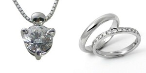 婚約 ネックレス 結婚指輪 3セット ダイヤモンド プラチナ 0.4カラット 鑑定書付 0.40ct Dカラー SI1クラス 3EXカット GIA