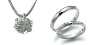 婚約 ネックレス 結婚指輪 3セット ダイヤモンド プラチナ 0.4カラット 鑑定書付 0.45ct Dカラー SI2クラス 3EXカット GIA