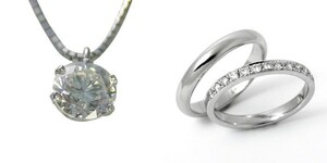 婚約 ネックレス 結婚指輪 3セット ダイヤモンド プラチナ 0.6カラット 鑑定書付 0.60ct Eカラー VS2クラス 3EXカット GIA