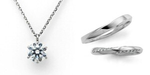 婚約 ネックレス 結婚指輪 3セット ダイヤモンド プラチナ 0.3カラット 鑑定書付 0.38ct Dカラー SI2クラス 3EXカット GIA