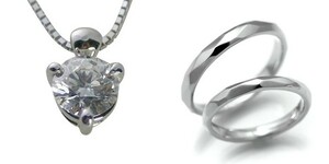 婚約 ネックレス 結婚指輪 3セット ダイヤモンド プラチナ 0.4カラット 鑑定書付 0.48ct Eカラー SI1クラス 3EXカット GIA