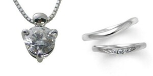 ダイヤモンド ネックレス 婚約 結婚指輪 3セット 安い プラチナ 0.2カラット 鑑定書付 0.211ct Dカラー VS1クラス 3EXカット H&C CGL