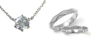 ダイヤモンド ネックレス 婚約 結婚指輪 3セット 安い プラチナ 0.4カラット 鑑定書付 0.412ct Eカラー VS1クラス 3EXカット H&C CGL