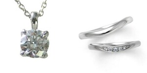 ダイヤモンド ネックレス 婚約 結婚指輪 3セット 安い プラチナ 0.4カラット 鑑定書付 0.409ct Eカラー VS1クラス 3EXカット H&C CGL