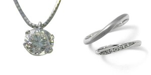 ダイヤモンド ネックレス 婚約 結婚指輪 3セット 安い プラチナ 0.4カラット 鑑定書付 0.407ct Fカラー VVS2クラス 3EXカット H&C CGL