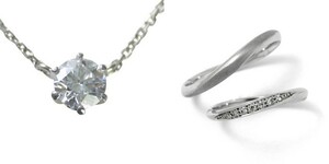 ダイヤモンド ネックレス 婚約 結婚指輪 3セット 安い プラチナ 0.4カラット 鑑定書付 0.407ct Fカラー VVS2クラス 3EXカット H&C CGL