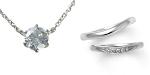 ダイヤモンド ネックレス 婚約 結婚指輪 3セット 安い プラチナ 0.4カラット 鑑定書付 0.409ct Eカラー VS1クラス 3EXカット H&C CGL