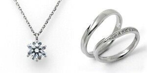ダイヤモンド ネックレス 婚約 結婚指輪 3セット 安い プラチナ 0.3カラット 鑑定書付 0.353ct Dカラー VS1クラス 3EXカット H&C CGL