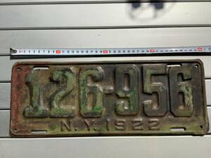1922 year America New York . number plate 126-956 100 year front. number plate 