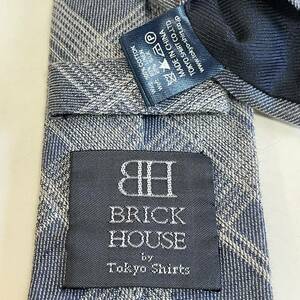 BRICK HOUSE by TOKYO SHIRT（ブリックハウス） 青グレーチェックネクタイ