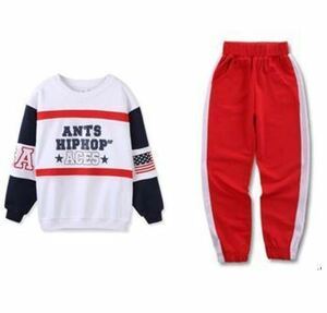 上下セット 子供服 長袖Tシャツ&ロングパンツセット スケートボード スエット ダンス ヒップホップ