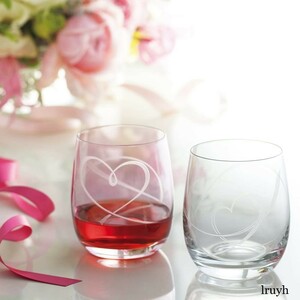 タンブラーグラス フリーグラス NARUMI グラスワークス スロバキア製 ペア 2個セット ハート 紅白 ピンク ホワイト 結婚祝い 婚約祝い