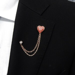 laperu булавка Swarovski Heart Gold × рубин цвет двойной tuck 2 полосный цепь брошь почтовая доставка возможно ACC21-3016