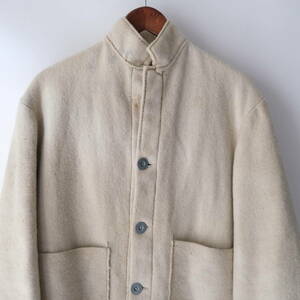 30s40s[ England army Vintage ] Royal navy wool da full jacket metal button / eggshell white series / military UK britain army 