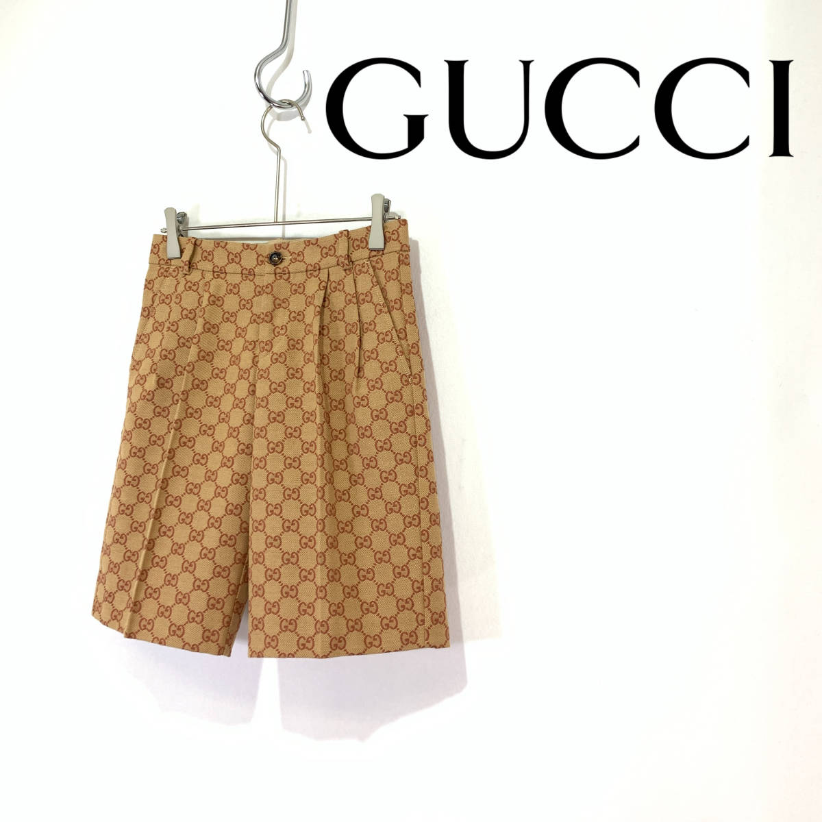 グッチ ショートパンツ シルク ヘキサゴン ロゴ GG 総柄 ショーツ 【T