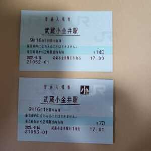 JR Восточная Япония Входной билет Станция Мусаси-Коганэй Мидори без окон Отмена окон Билет на последний день Билет на Марс Железная дорога