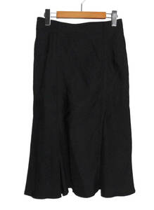  beautiful goods Italy made DONNA KARAN DKNY Donna Karan rayon ×linen flair long skirt 11 number black 