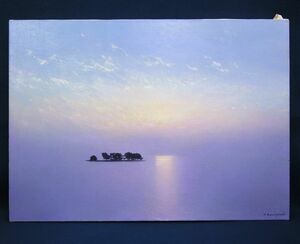 Art hand Auction ★真筆保証 油彩画 住吉久志｢夕照の湖(宍道湖)｣P30号★広島県生/消費税0円, 絵画, 油彩, 自然, 風景画