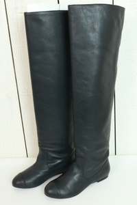 ⑩[ new goods ]*another hole The -: original leather knee high boots black 36/23.0cm corresponding Flat / long / regular price Y37,800