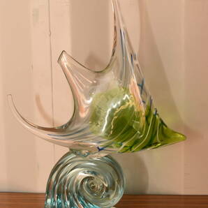高さ41.5cm ガラス 熱帯魚 魚 エンゼルフィッシュ 置物 ガラス細工 昭和レトロの画像5