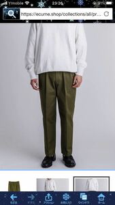 【美品】 ecume エキューム high-waist chino pants ハイウエスト チノパンツ 2 カーキ ユニセックス シャツ