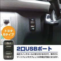 トヨタBタイプ ムーヴ L900/910 H10.10～H14.9 LED/ブルー 2口 USBポート 充電 12V 2.1A 増設 パネル USBスイッチホールカバー 電源_画像2