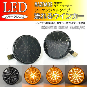 マツダ 03 流れるウインカー 広がる シーケンシャル LED サイドマーカー スモーク ユーノス ロードスター NA6CE NA8C NB6C NB8C NCEC