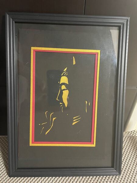 切り絵(お釈迦様)額入り、ハンドメイド