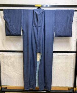 798B/京きもの 女性着物 青紺地縦縞 和装 着物 掘り出し物