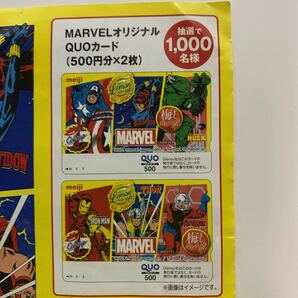 匿名配送無料♪非売品 MARVEL×明治 オリジナルクオカード 500円×2枚セット 当選品 アイアンマン キャプテンアメリカ ハルクの画像3