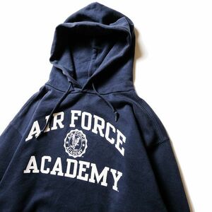 00's ジャンスポーツ USAFA ミリタリー カレッジプリント スウェット パーカー 紺 (L) ネイビー 00年代 スエット フーディジャンスポ